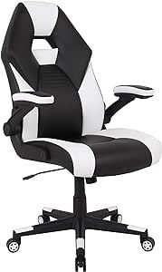 Realspace RS Gaming™ RGX Faux Leather High-Back Gaming Chair, Black/White, BIFMA Compliant